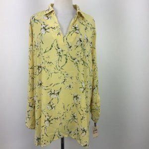 NWT Emaline Yellow Flower Print Long Sleeve Blouse